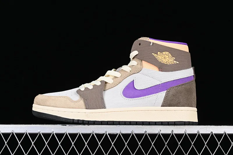 All categories Air Jordan Jordan series basketball shoes Air Jordan 1 High Air Jordan 1 Zoom CMFT AJ1 Joe 1 gray and purple color matching DV1307-205